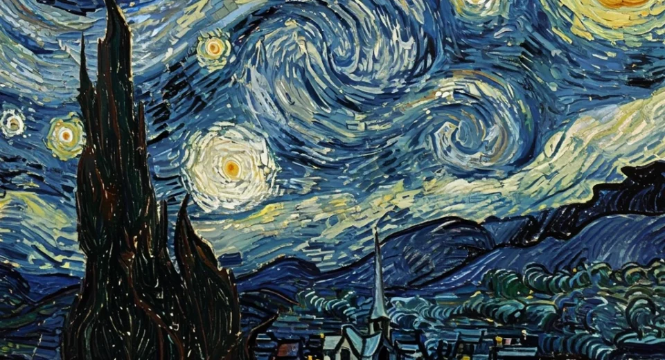 Exploring the Turbulent Physics Behind the Twinkling Stars in 'Starry Night'